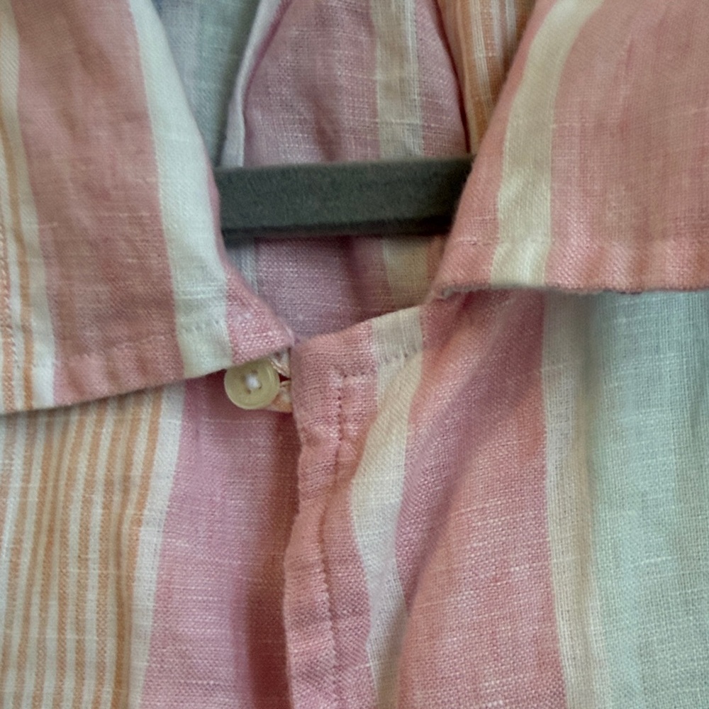 Brooks Brothers Linen Pink, Blue, and Cream Striped Shirt - Picture 6 of 11
